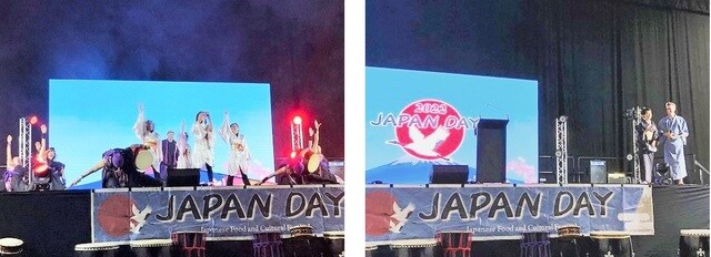 和太鼓の演奏や、和服姿のMC