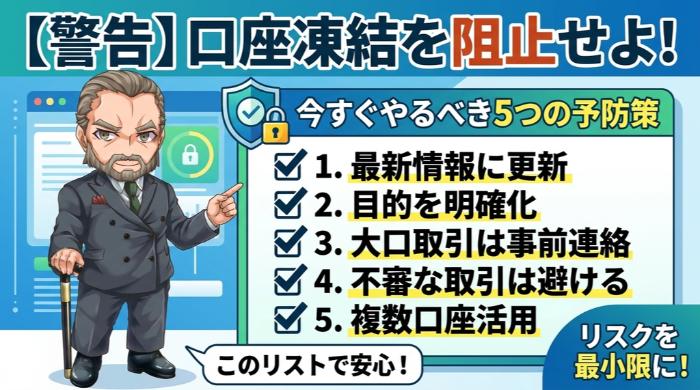 口座凍結されないために今すぐやるべき5つの予防策