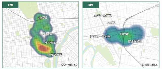 ［図表1］札幌、仙台の供給立地動向※2019～2021 年