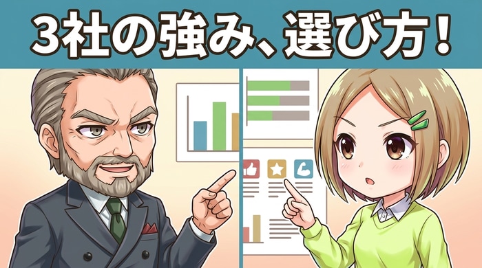 GMOクリック証券・みんなのFX・GMO外貨それぞれの強みを比較した図