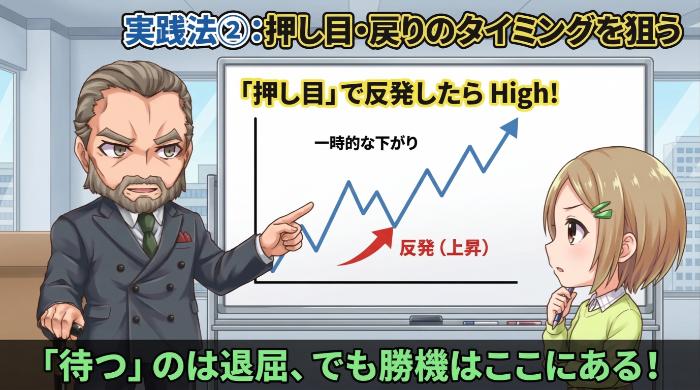 押し目・戻りのタイミングを狙う