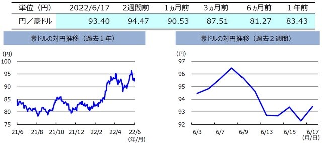 （注）左グラフは2021年6月17日～2022年6月17日、右グラフは2022年6月3日～2022年6月17日。 （出所）FactSetのデータを基に三井住友DSアセットマネジメント作成