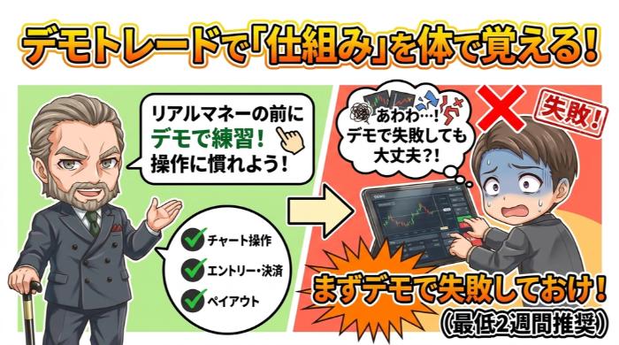 まずデモトレードで「仕組み」を体で覚える