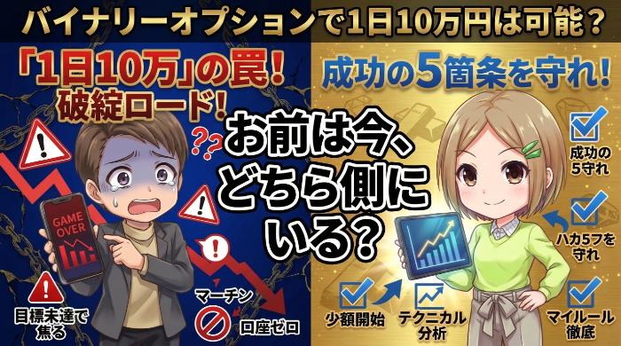 バイナリーオプション1日10万より月10万を目指せ。現実的な稼ぎ方