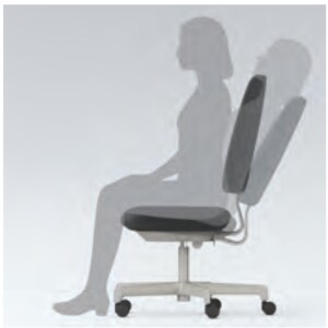 くるぶしを支点に背と座が連動して傾く「アンクルムーブ・シンクロロッキング」