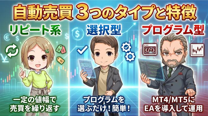 自動売買の3つのタイプとそれぞれの特徴
