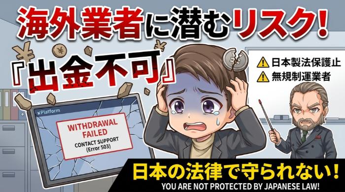 海外業者のリスク|出金トラブル・資金の安全性・法的保護の欠如
