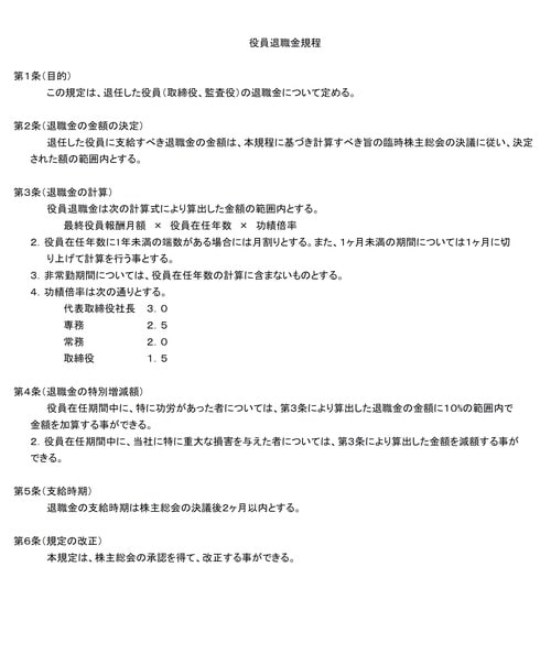 ［図表1］役員退職金規定サンプル