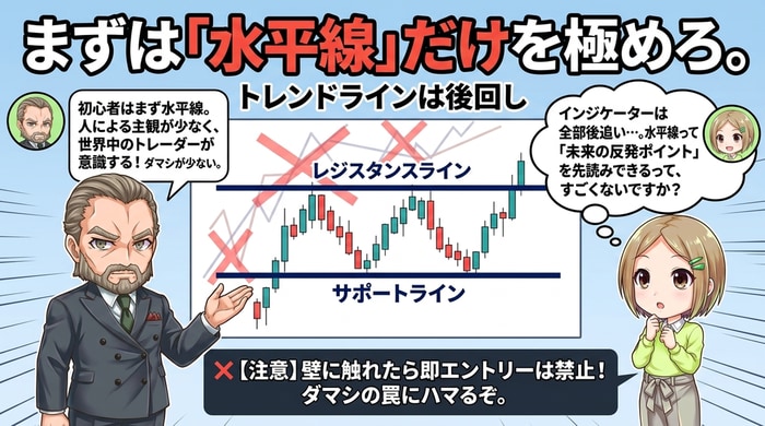 まずは水平線だけを極めるのがバイナリーオプション勝利の近道