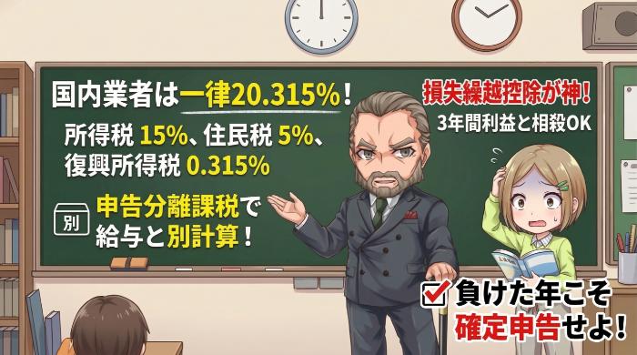 国内業者の税率は一律20.315%