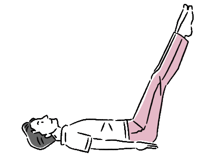 ［図表3］脚の上げ下げ：仰向けに寝て、両手を体に沿わせる