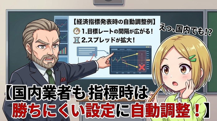 国内業者でも指標発表時のレートは勝ちにくい