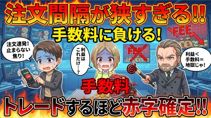 注文間隔を狭くしすぎて手数料負けする