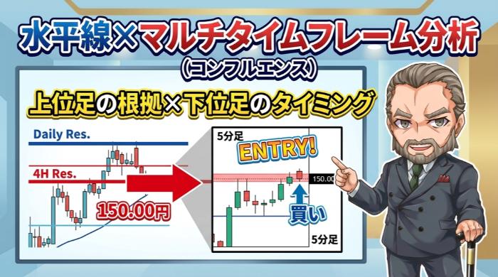 水平線×マルチタイムフレーム分析（コンフルエンス）