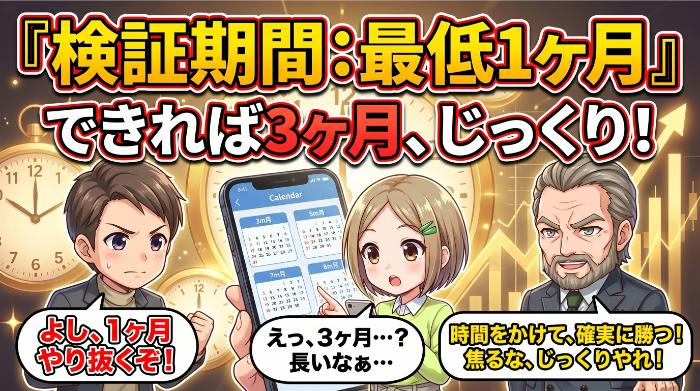 最低1〜3ヶ月は検証期間を設けろ——「相場は同じ顔を見せない」
