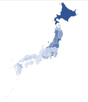 青の色が濃いほど、佐藤姓が多い（出所：筆者作成）