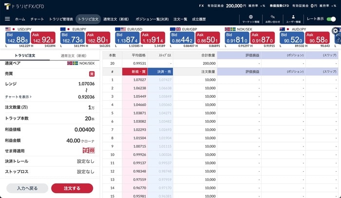 トラリピの注文設定例