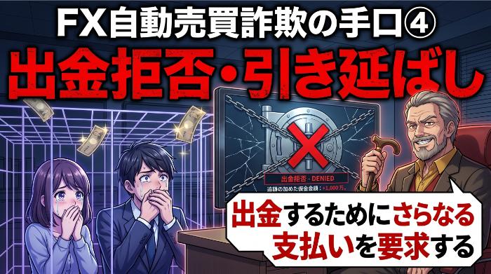 FX自動売買詐欺の手口④「出金拒否・引き延ばし」