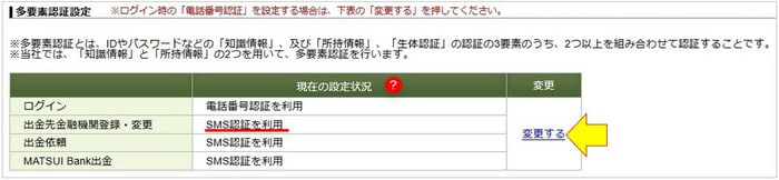 「出金先の金融機関の登録・変更」の多要素認証の設定方法