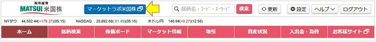 マーケットラボ米国株の起動ボタン