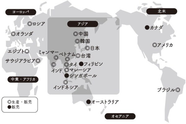 ［図表］アジアに強いユニ・チャーム 出所：ユニ・チャームのHPより