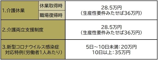 厚生労働省HP「2022年度の両立支援等助成金の概要」より
