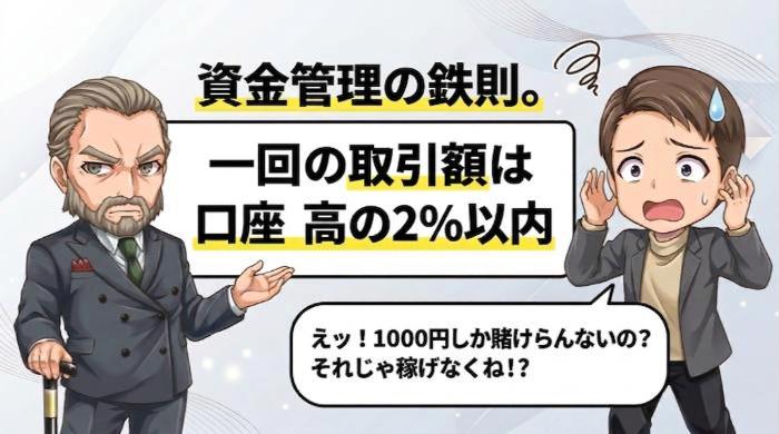 資金管理の鉄則。一回の取引額は口座残高の2%以内