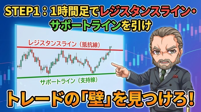RSIにプラスしてレジサポラインを活用する
