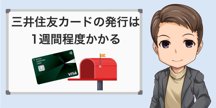 三井住友カードは郵送で届くまで1週間程度かかる