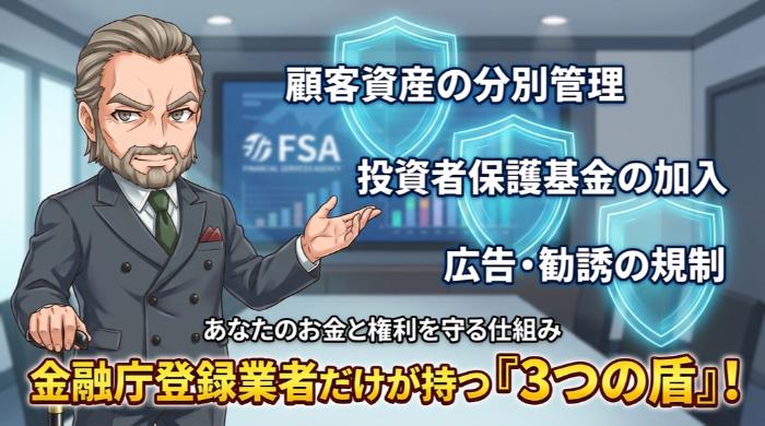 金融庁登録業者が提供する「3つの盾」。あなたのお金と権利を守る仕組み