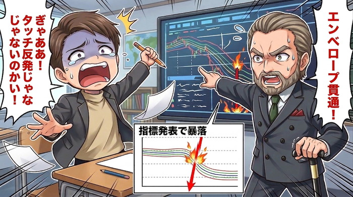 強いトレンドだとエンベローブごと突破される