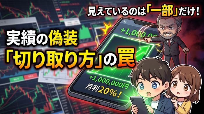 FX自動売買詐欺の手口①「実績の偽装」。