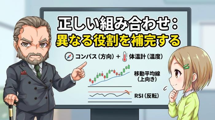 トレンド系+オシレーター系で異なる役割を補完する