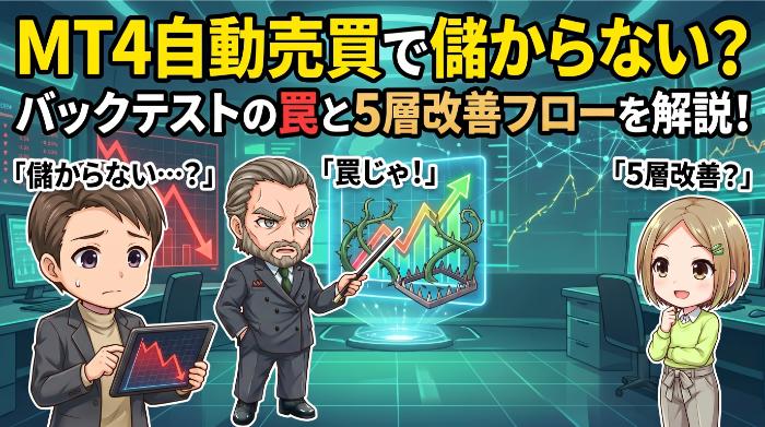 MT4の自動売買で儲からない？バックテストの罠と5層改善フローを解説