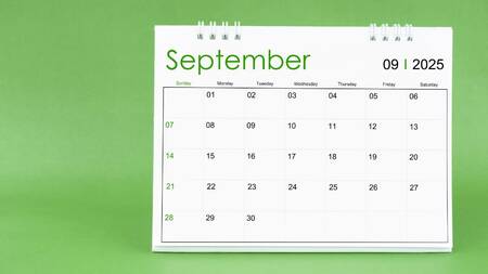 2025年9月のカレンダー