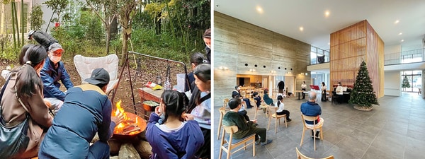 キャンプ、クリスマス会…施設には入居者家族が集う