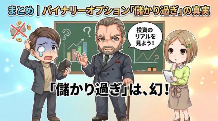まとめ｜バイナリーオプション「儲かりすぎ」の真実