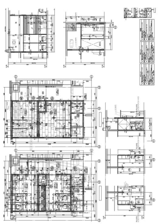 トイレの施工図（設計平面図にはない情報が加味されている）
