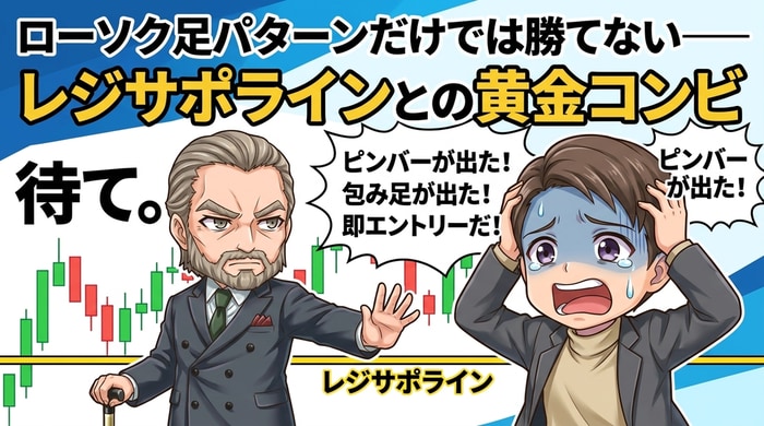 ローソク足パターンだけでは勝てない！レジサポラインとの黄金
