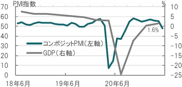 月次、期間2018年6月～2021年5月、GDPは四半期、21年1-3月期迄 出所：ブルームバーグのデータを使用してピクテ投信投資顧問作成