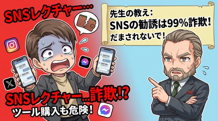 SNS上の詐欺ツール・高額レクチャーが横行している