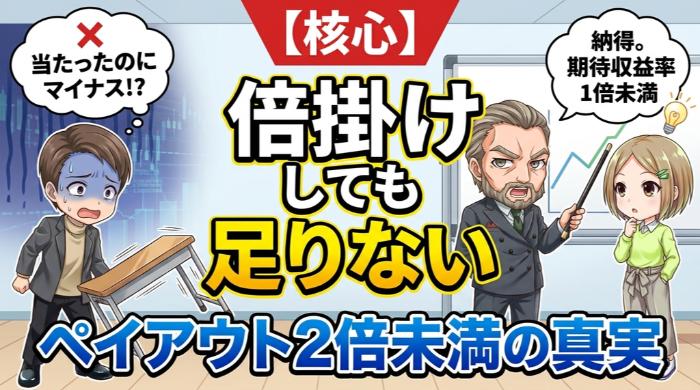 ペイアウト倍率が2倍未満だと「倍掛けしても足りない」
