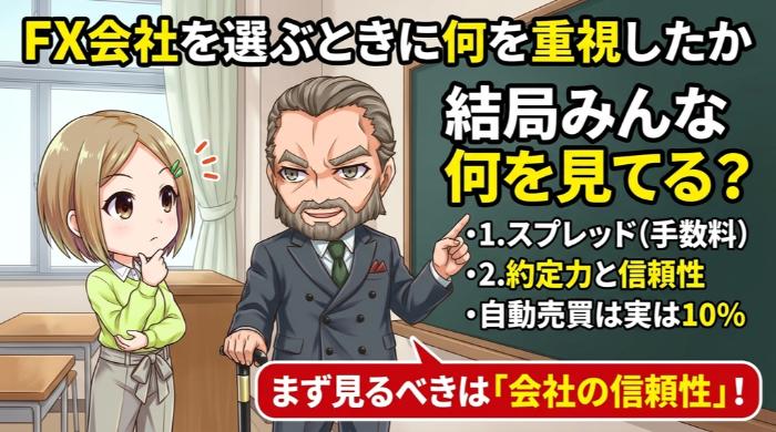 FX会社を選ぶときに何を重視したか