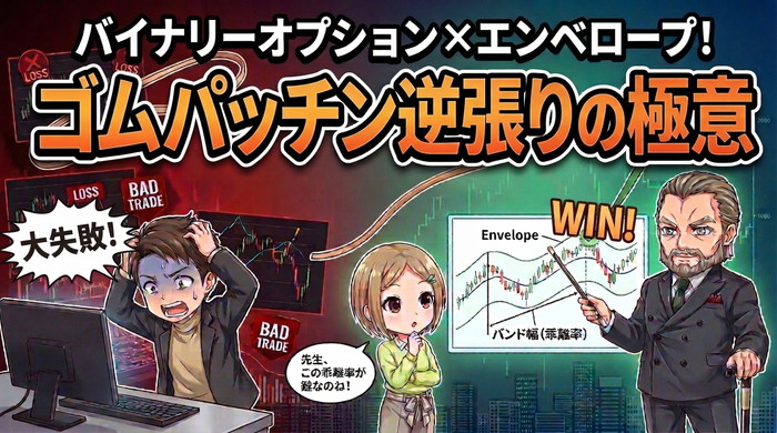 バイナリーオプション×エンベロープ！ゴムパッチン逆張りの極意