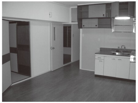 キッチンの流しの部分だけ交換上の吊り戸は昔のまま