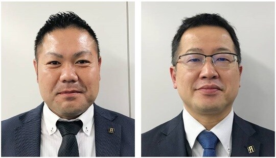 左：アイケンジャパン福岡支店支店長森山 ●●さん　 右：アイケンジャパン福岡支店管理部坂本 ●●さん