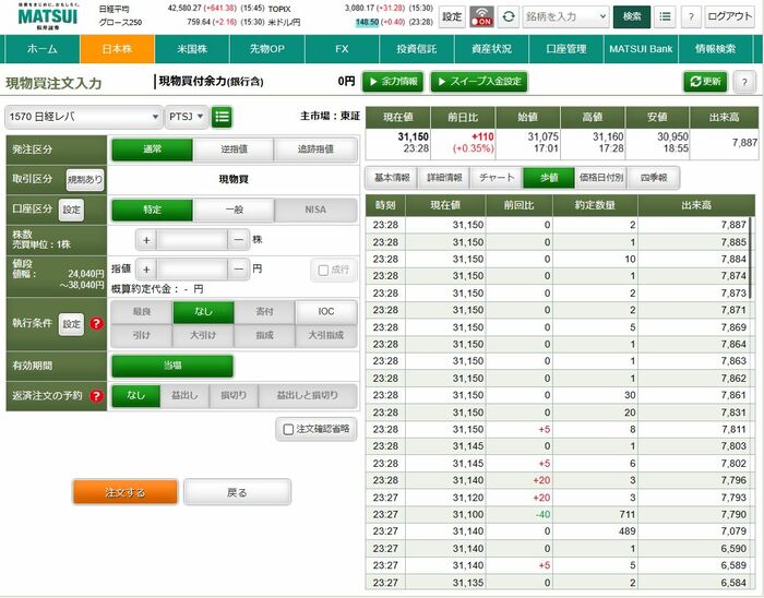 （NEXT FUNDS）日経平均レバレッジ上場投信の板状況
