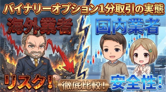 バイナリーオプション1分取引の実態｜海外業者のリスクと国内業者の安全性を徹底比較