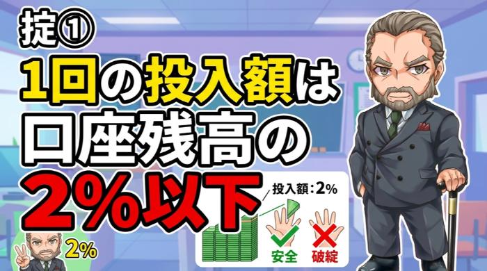  1回の投入額を口座残高の2%以下に固定しろ