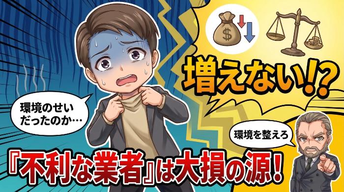 ペイアウト率・取引条件が不利な業者を使っている